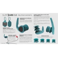 Bouchons D'oreilles Surf Ears 3.0 Red Teal -Sports Nautiques bouchons d oreilles surf ears 30 red teal 3