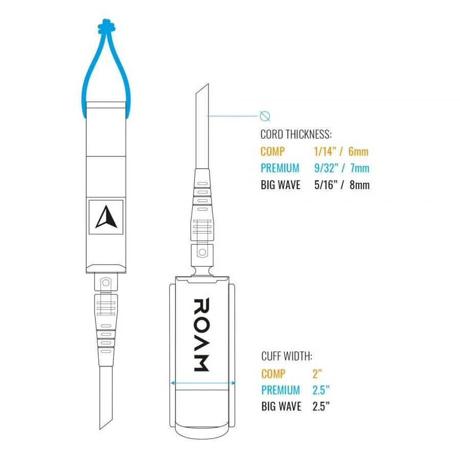 Leash De Surf Roam Genou Premium 9' Black 4 Leash De Surf Roam Genou Premium 9' Black – Image 2