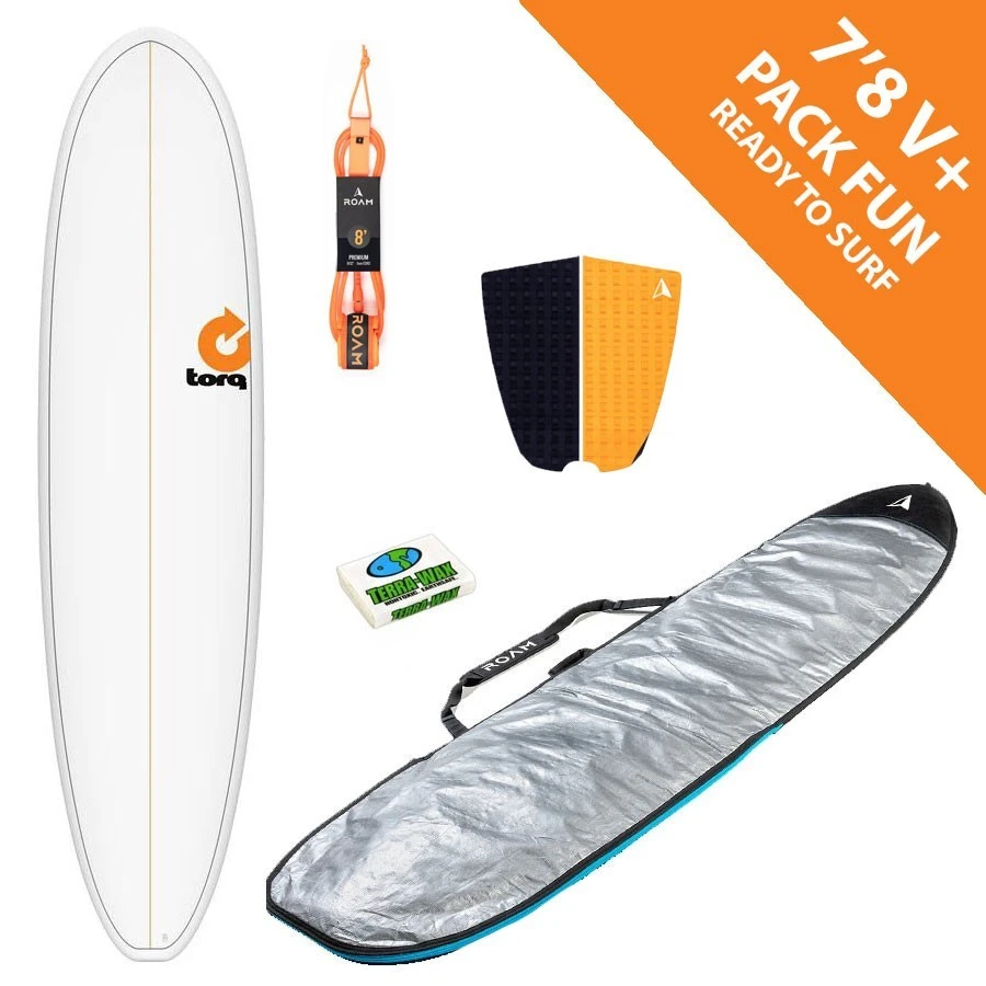 Pack Surf Funboard Torq 7'8 V+ Pinline White 3 Pack Surf Funboard Torq 7'8 V+ Pinline White