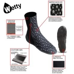 Wetty - Chaussons Néoprène 5mm - Newskull -Sports Nautiques wetty chaussons neoprene 5mm newskull 3